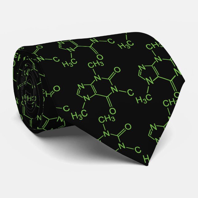 Coffein Coffee Molecule Chemisches Diagramm Krawatte (Gerollt)