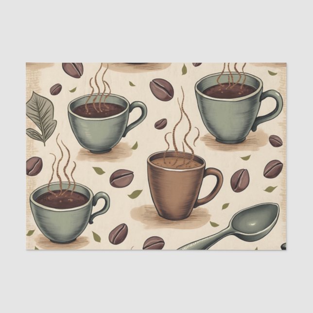 Coffein Collage: Ephemera-Inspiriert Kaffeepause Seidenpapier (Vorderseite)