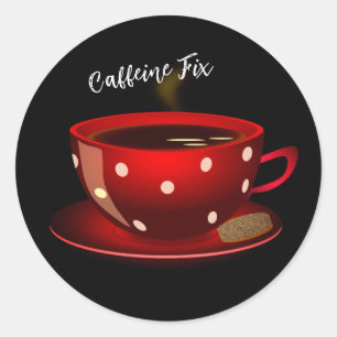 Coffein Fix-Kaffeeaufkleber Runder Aufkleber