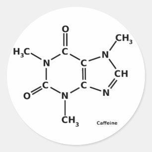 Coffein-Molecule-Aufkleber Runder Aufkleber