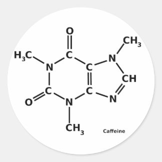 Coffein-Molecule-Aufkleber Runder Aufkleber