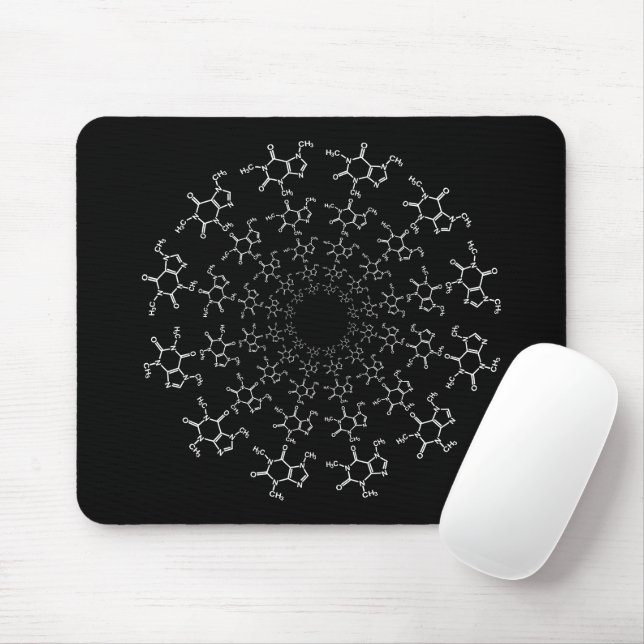 Coffein Molecule Black Mouse Pad Mousepad (Mit Mouse)