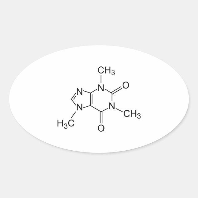 Coffein Molecule Ovaler Aufkleber (Vorderseite)