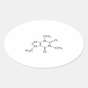 Coffein Molecule Ovaler Aufkleber