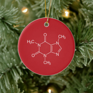 Coffein Molecule Rote Keramik Ornament