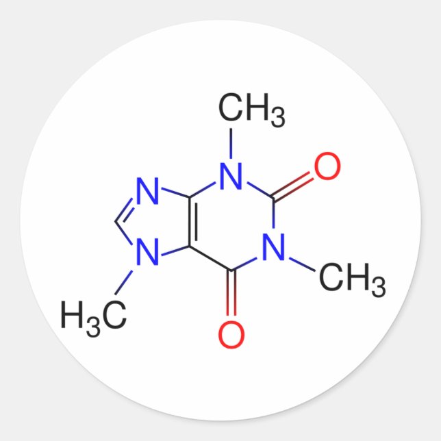 Coffein Molecule Runder Aufkleber (Vorderseite)