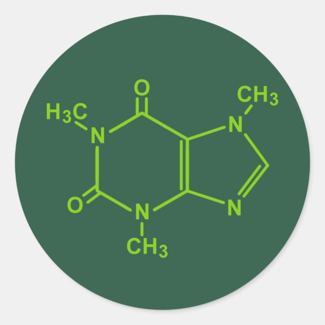 Coffein Molecule Runder Aufkleber (Vorderseite)