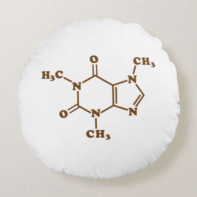 Coffein-Molekulare chemische Formel Rundes Kissen (Vorderseite)