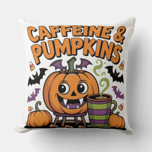 Coffein & Pumpkins - Halloween-Designkissen Kissen