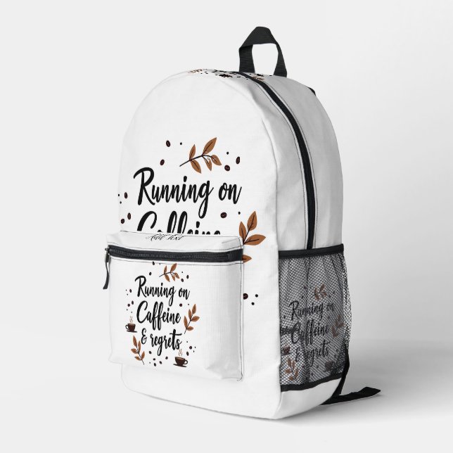Coffein und bedauern ästhetische Zitate Bedruckter Rucksack (Rückseitige Ecke Rechts)