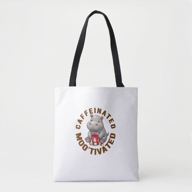 Coffeinated & Moo'motiviert Funny Moo-Deng, Liebe, Tasche (Vorderseite)