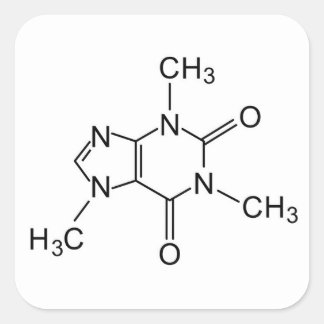 Coffeinchemikalische Formel Kaffeechemikalie Quadratischer Aufkleber