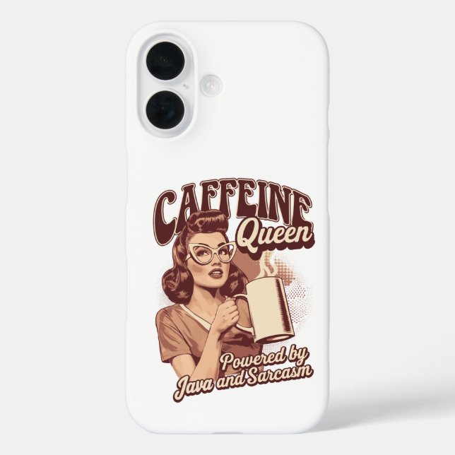 Coffeine Queen - Java & Sarcasm Retro Design iPhone 16 Hülle (Rückseite)