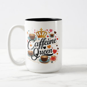 Coffeine Queen Two-Tone 15 oz Tasse für Coffee Lov