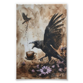 Coffeiniertes Corvid Foto Print