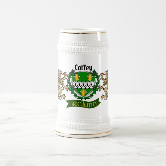 Coffey/O'Coffey - Irish Shield Personalisiert Bierglas (Mittel)
