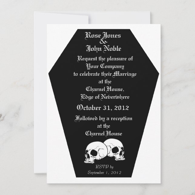 Coffin Ebony II (weiß) Einladung zur Hochzeit (Vorderseite)