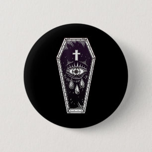 Coffin Flash Tattoo - Pop Art Spooky T-Shirt - Wir Button