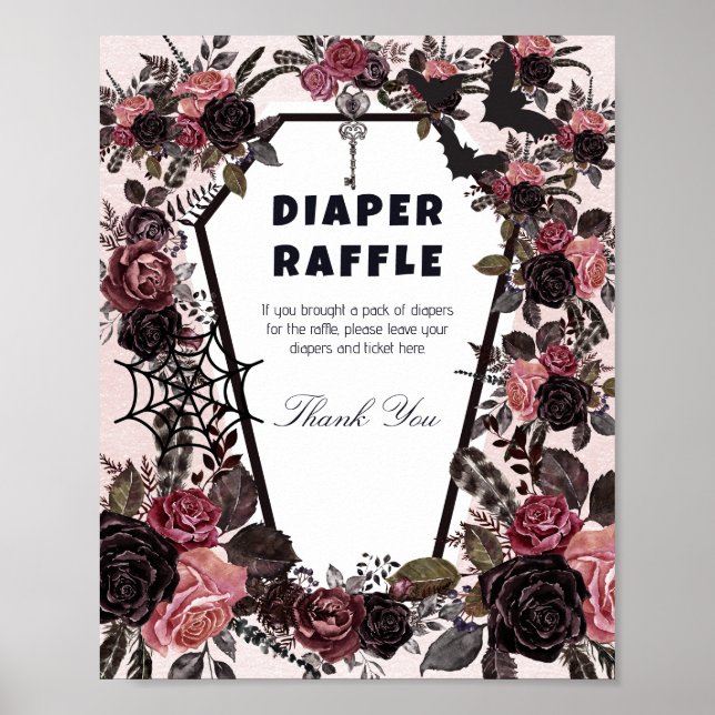 Coffin Halloween Baby Dusche Windeln Raffle-Zeiche Poster (Vorne)