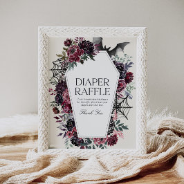 Coffin Halloween Baby Dusche Windeln Raffle-Zeiche Poster