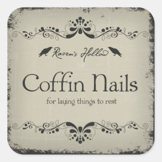 Coffin Nails Halloween-Jar-Aufkleber Quadratischer Aufkleber
