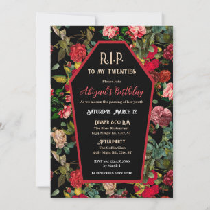 Coffin & Rose R.I.P Geburtstagsparty Einladung