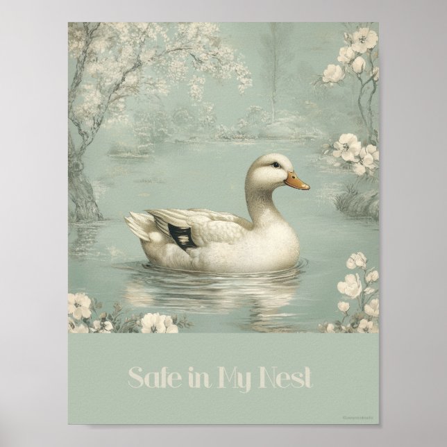 Coffre-fort dans mon nid Green Duck Nursery Poster (Devant)