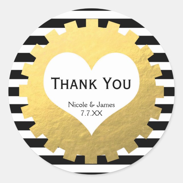 Cog d'engrenage Gold Foil sur Sticker Black White  (Devant)