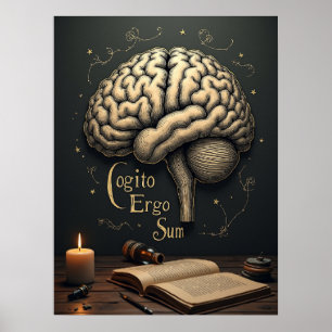 Cogito Ergo Sum - Gothic Dark Academia Philosophie Poster