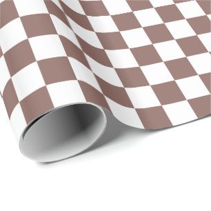 Cognac braun-weiße Schachbrettquadrate Geschenkpapier