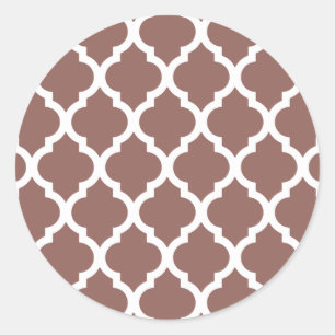 Cognac Brown marokkanischer Tile Trellis Runder Aufkleber
