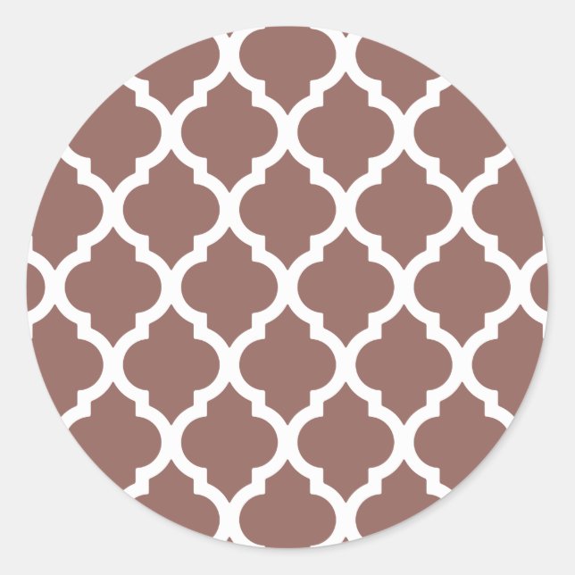 Cognac Brown marokkanischer Tile Trellis Runder Aufkleber (Vorderseite)