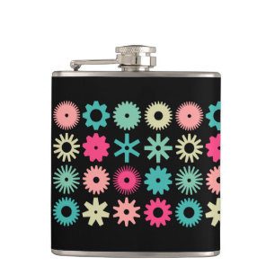 Cogs - Farben 01 - auf schwarz Flachmann