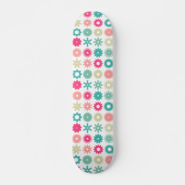Cogs - Farben 01 - auf Weiß Skateboard (Vorne)