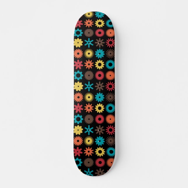 Cogs - Farben 02 - auf schwarz Skateboard (Vorne)