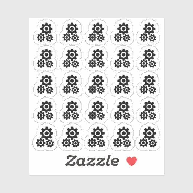 Cogs Gears Steampunk Mechanisches Symbol Bujo Plan Aufkleber (Blatt)