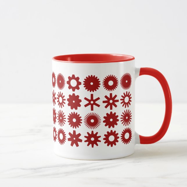 Cogs - Ruby Red on White Tasse (Rechts)