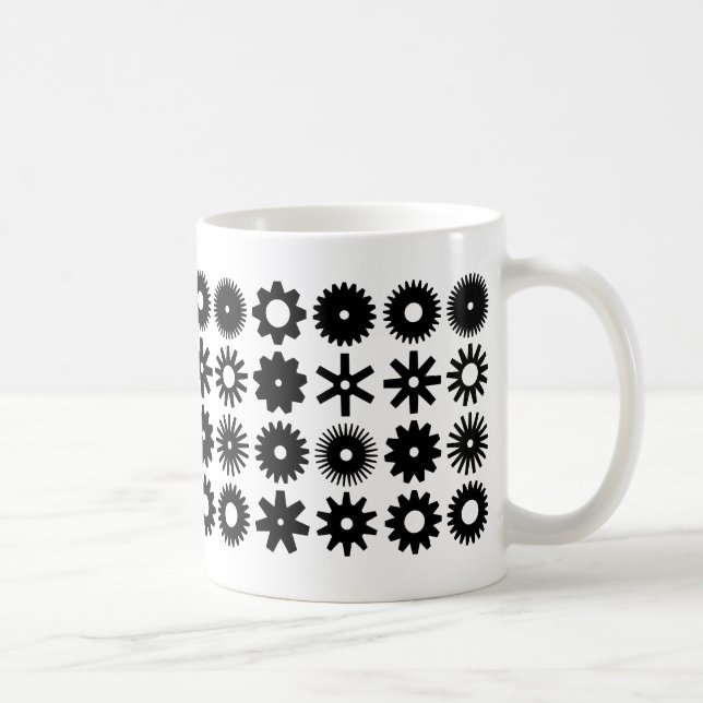 Cogs - Schwarz auf Weiß Kaffeetasse (Rechts)