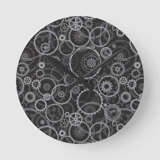 Cogwheels pattern runde wanduhr (Vorderseite)