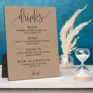 Cohol Cocktail Drinks Bar Editable Wedding Sign Fotoplatte