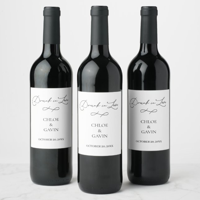 Coiffé en amour Mariage Vin Étiquette Faveurs (Bouteilles)