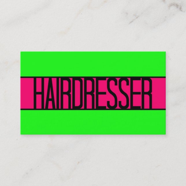 Coiffeur Neon Green et Carte de visite rose chaud (Devant)