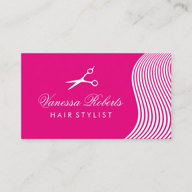 Coiffeur rose cartes de visite pour coiffeur (Devant)
