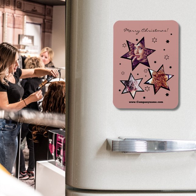 Coiffeur Stary photos personnalisées Stary Magnet  (Hairstylist Starry Custom Photos Christmas Magnet)