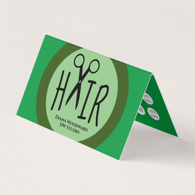 Coiffeuse verte Carte de fidélité professionnelle  (Devant)