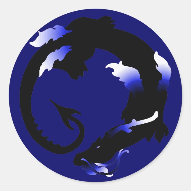 Coiled Dragon Silhouette Runder Aufkleber (Vorderseite)