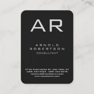 Coin arrondi Gris Moderne Monogramme Carte de visi