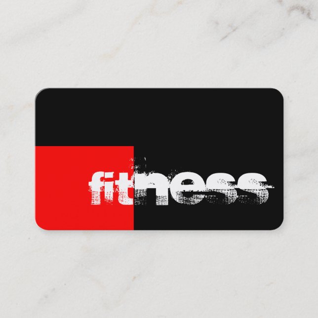Coin arrondi Rouge Noir Carte de visite Fitness (Devant)