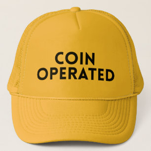 COIN BETRIEBTE lustige ironische Slogan Hut Truckerkappe