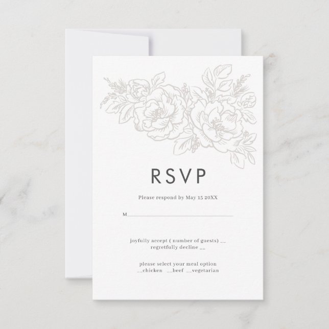 Coin de fleur élégant design RSVP de mariage (Devant)